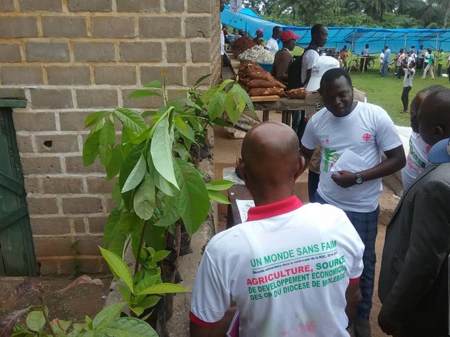 Explications de l'Ir Dangali Frédéric sur reboisement, charbon écologique et foyer amelioréa foire agricole de Libenge